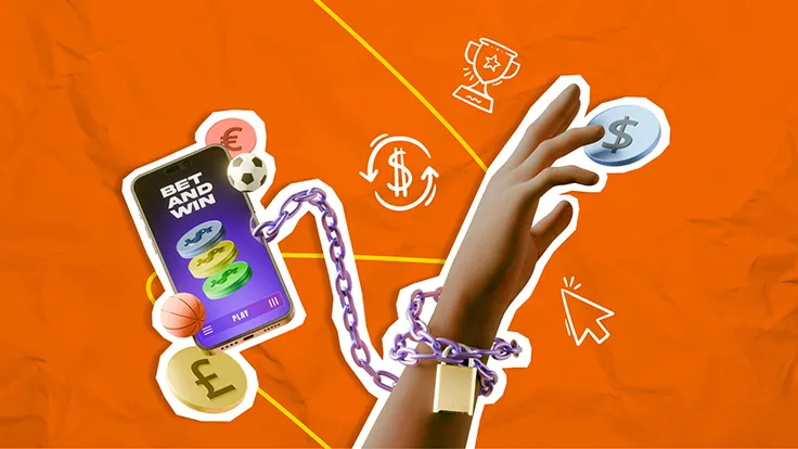 someones arm chained to gambling online