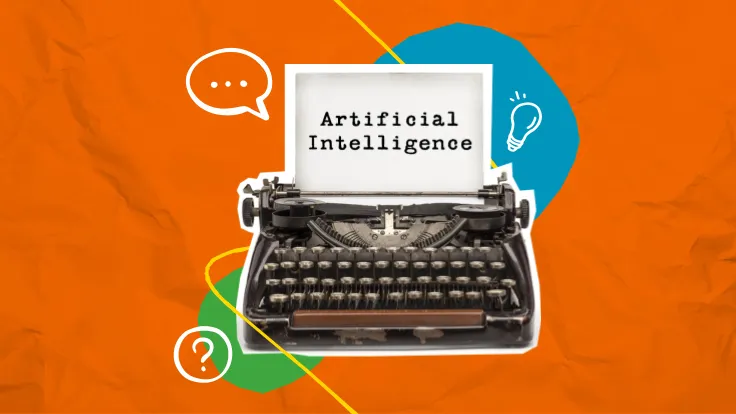 Old fashioned typewriter with paper saying Artificial Intelligence