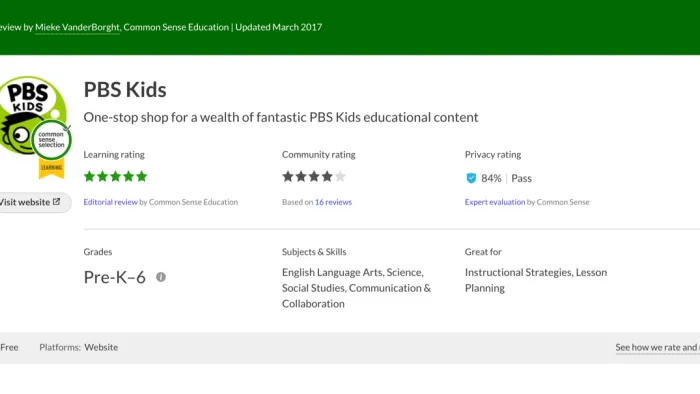 PBS Kids review page