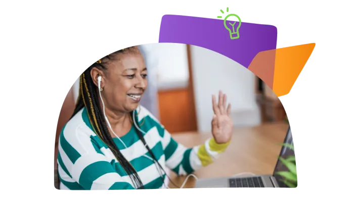 Teacher on a computer in a webinar